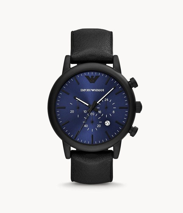 Emporio Armani Men’s Quartz Leather Strap Blue Dial 46mm Watch AR11351