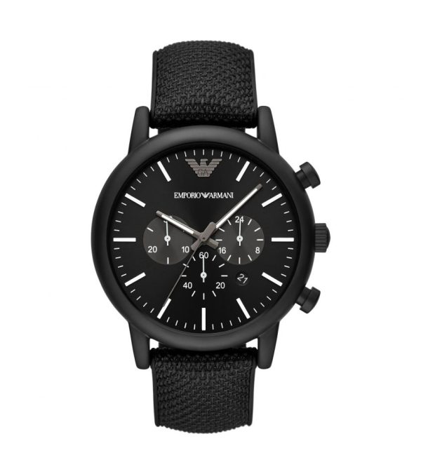 Emporio Armani Men’s Quartz Black Leather Strap Black Dial 46mm Watch AR11450