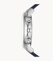 Emporio Armani Men’s Chronograph Leather Strap Blue Dial 46mm Watch AR11451