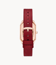 Emporio Armani Women’s Quartz Red Leather Strap Mother Of Pearl Dial 24mm Watch AR11467
