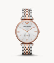 Emporio Armani Men’s Quartz Two Tone Stainless Steel Silver Dial 40mm Watch AR1677