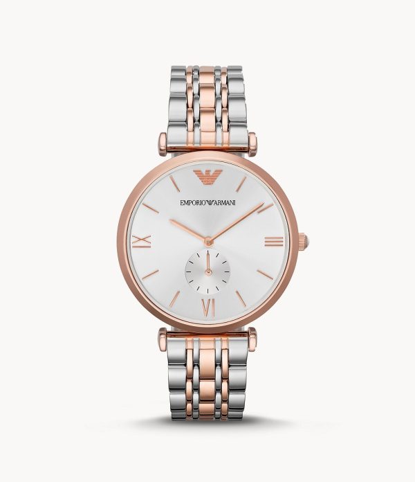 Emporio Armani Men’s Quartz Two Tone Stainless Steel Silver Dial 40mm Watch AR1677