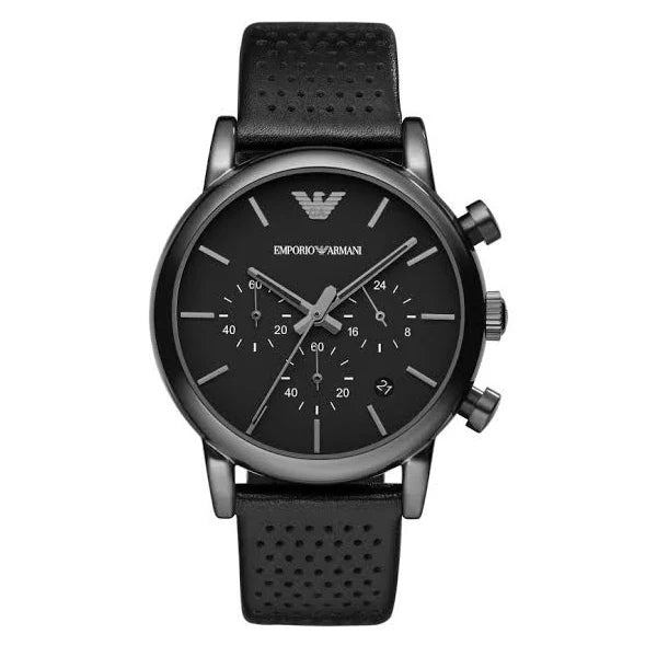 Emporio Armani Men’s Quartz Black Leather Strap Black Dial 41mm Watch AR1737