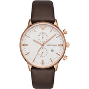 Emporio Armani Men’s Quartz Leather Strap White Dial 43mm Watch AR1936