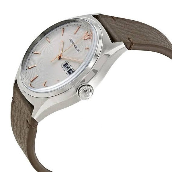 Emporio Armani Men’s Quartz Leather Strap White Dial 43mm Watch AR1999