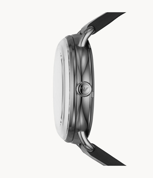 Emporio Armani Men’s Automatic Leather Strap Black Dial 43mm Watch AR60026