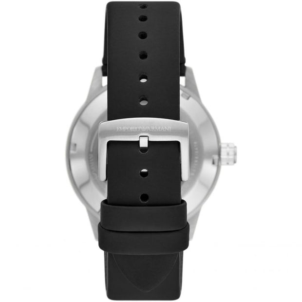 Emporio Armani Men’s Automatic Black Leather Strap Black Dial 43mm Watch AR60051