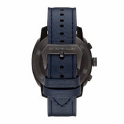 Emporio Armani Men’s Quartz Chronograph Leather Strap Shade Blue Dial 46mm Watch AR6086