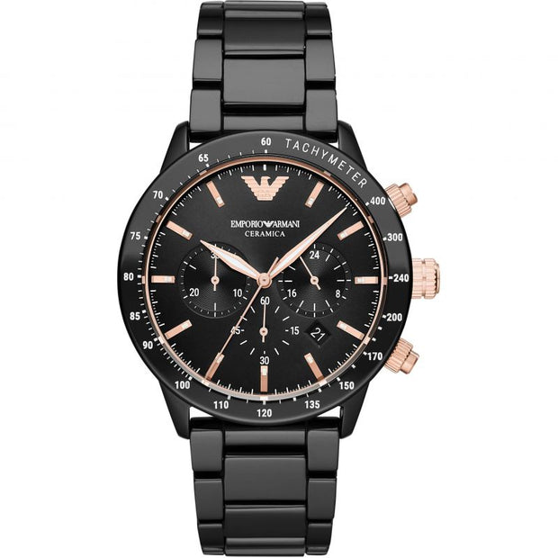 Emporio Armani Men’s Quartz Black Ceramic Black Dial 43mm Watch AR70002