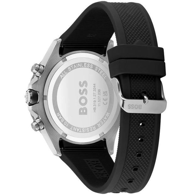 Hugo Boss Men’s Quartz Black Silicone Strap Grey Dial 46mm Watch 1513931