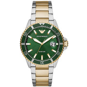 Emporio Armani Men’s Quartz Two-tone Stainless Steel Green Dial 42mm Watch AR80063