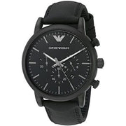 Emporio Armani Men’s Chronograph Quartz Leather Strap Black Dial 46mm Watch AR1970