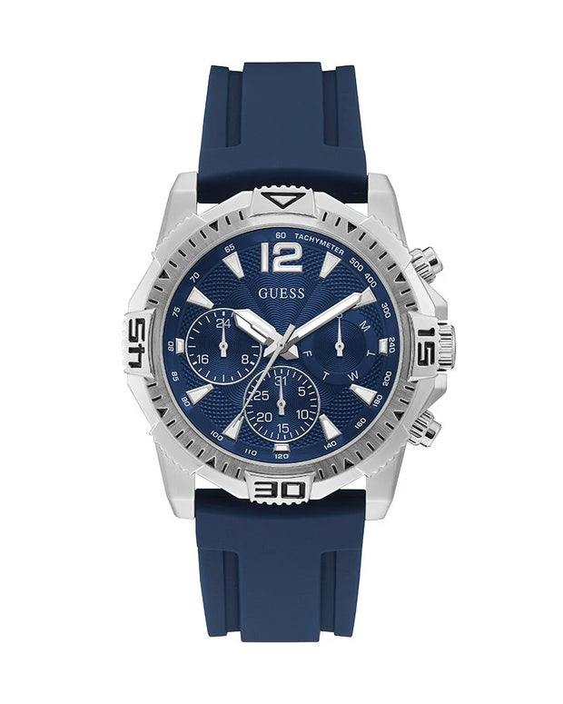 Guess Men’s Quartz Silicone Strap Blue Dial 45mm Watch GW0211G1