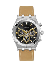 Guess Men’s Quartz Leather Strap Black Dial 44mm Watch GW0262G1