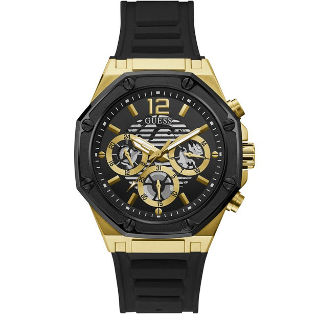 Guess Men’s Quartz Black Silicone Strap Black Dial 44mm Watch GW0263G1