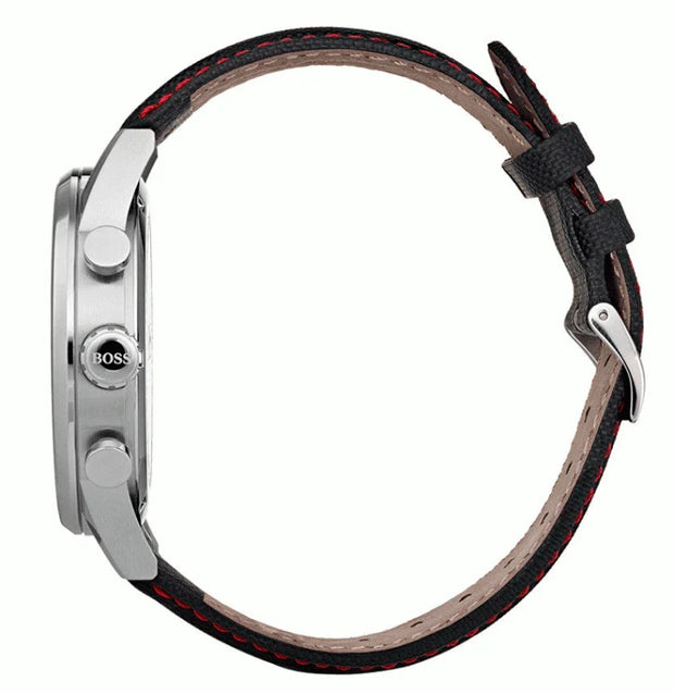 Hugo Boss Men’s Quartz Black Leather Strap Black Dial 44mm Watch 1513535