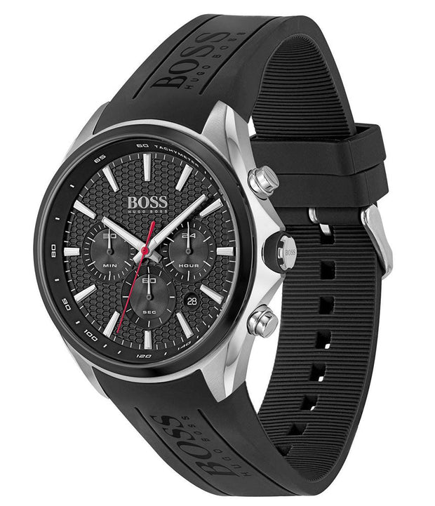 Hugo Boss Men’s Quartz Silicone Strap Black Dial 46mm Watch 1513855