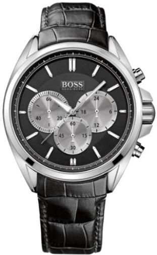 Hugo Boss Men’s Quartz Black Leather Strap Black Dial 44mm Watch 1512879