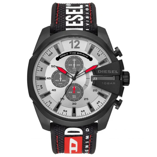 Diesel Men’s Quartz Black Silicone Strap Silver Dial 51mm Watch DZ4512
