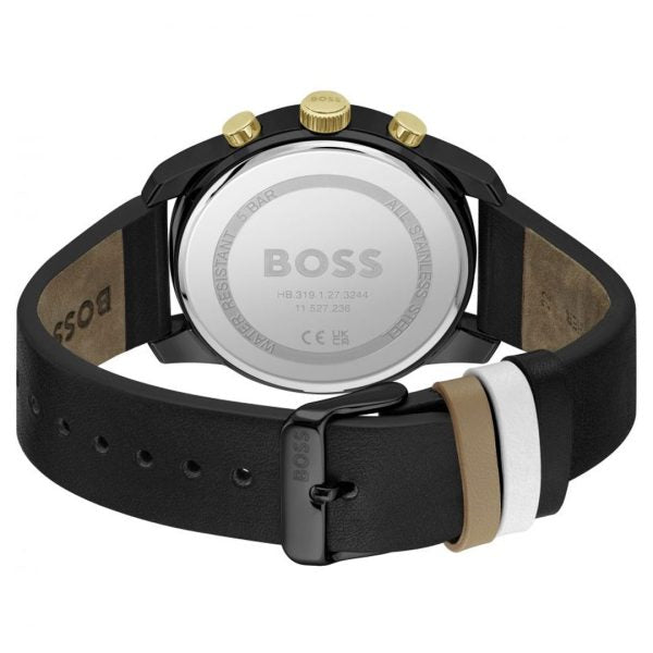 Hugo Boss Men’s Quartz Black Leather Strap Black Dial 44mm Watch 1514003