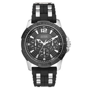 Guess Men’s Quartz Black Silicone & Stainless Steel Black Dial 43mm Watch W0366G1