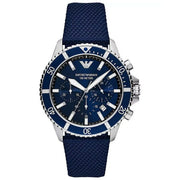 Emporio Armani Men’s Quartz Blue Nylon & Leather Strap Blue Dial 43mm Watch AR11588