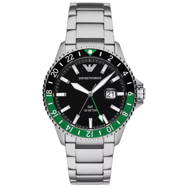Emporio Armani Men’s Quartz Silver Stainless Steel Black Dial 42mm Watch AR11589