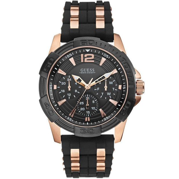 Guess Men’s Quartz Black Silicone Strap Black Dial 43mm Watch W0366G3