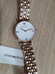 Emporio Armani Women’s Rose Gold Stainless Steel White Dial 32mm Watch AR11267