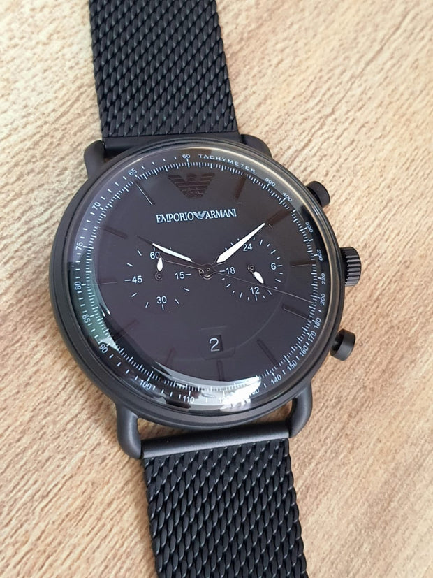 Emporio Armani Men’s Chronograph Quartz Stainless Steel Black Dial 43mm Watch AR11264