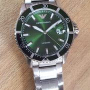 Emporio Armani Men’s Quartz Stainless Steel Green Dial 42mm Watch AR11338