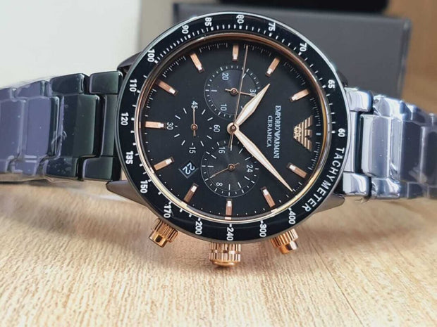 Emporio Armani Men’s Quartz Black Ceramic Black Dial 43mm Watch AR70002