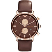 Emporio Armani Men’s Quartz Leather Strap Brown Dial 40mm Watch AR0387