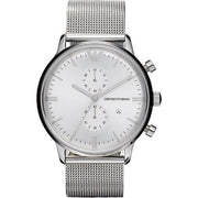 Emporio Armani Men’s Chronograph Quartz Stainless Steel Silver Dial 38mm Watch AR0390