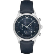 Emporio Armani Men’s Chronograph Quartz Leather Strap Blue Dial 43mm Watch AR11018