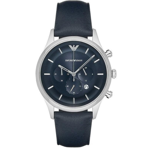 Emporio Armani Men’s Chronograph Quartz Leather Strap Blue Dial 43mm Watch AR11018