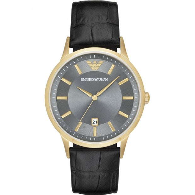 Emporio Armani Men’s Quartz Leather Strap Grey Dial 43mm Watch AR11049