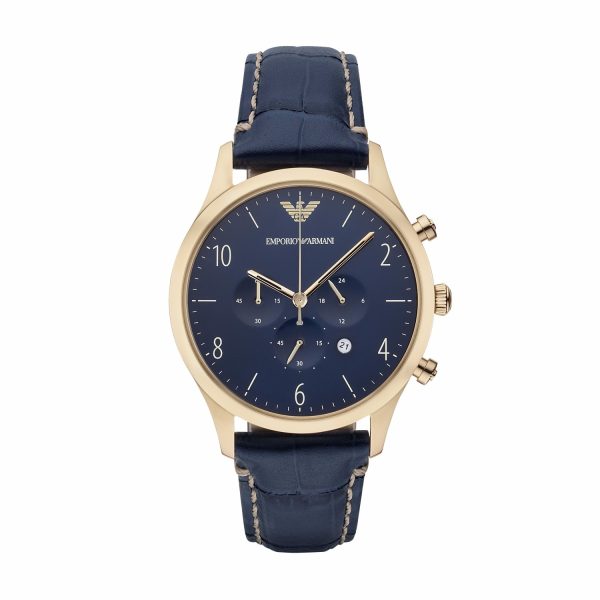 Emporio Armani Men’s Quartz Leather Strap Blue Dial 43mm Watch AR1862