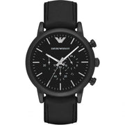 Emporio Armani Men’s Chronograph Quartz Leather Strap Black Dial 46mm Watch AR1970