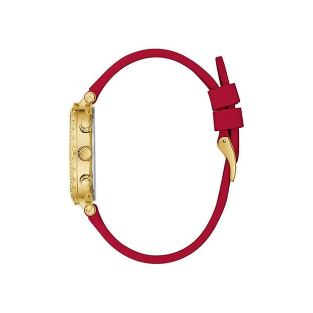 Guess Women’s Quartz Red Silicone Strap Gold Dial 36mm Watch GW0484L1