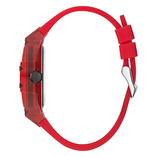 Guess Men’s Quartz Red Silicone Strap Black Dial 42mm Watch GW0203G5