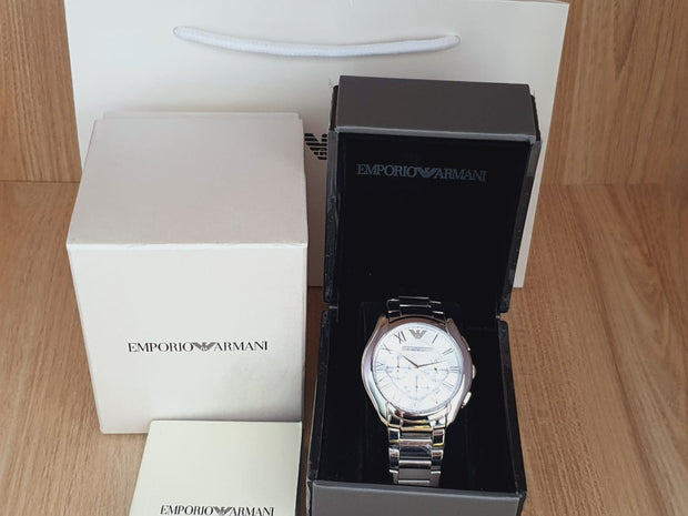 Emporio Armani Men’s Quartz Analog Stainless Steel Silver Dial 45mm Watch AR11081