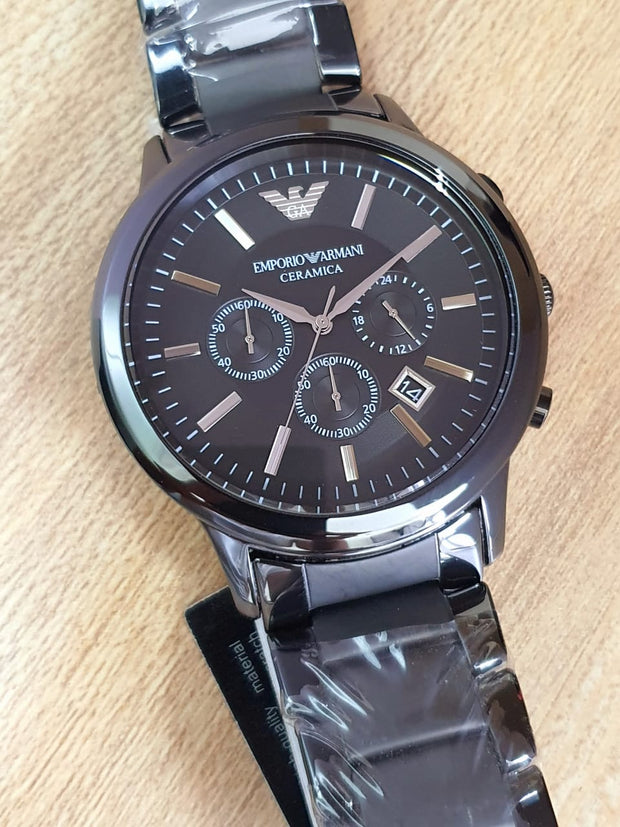 Emporio Armani Men’s Chronograph Quartz Stainless Steel Black Dial 47mm Watch AR1451