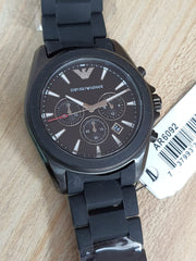 Emporio Armani Men’s Analogue Quartz Black Silicone & Stainless Steel Black Dial 44mm Watch AR6092
