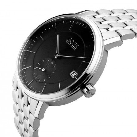 Hugo Boss Men’s Chronograph Quartz Silver Stainless Steel Black Dial 40mm Watch 1513641