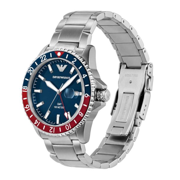 Emporio Armani Men’s Quartz Silver Stainless Steel Blue Dial 42mm Watch AR11590