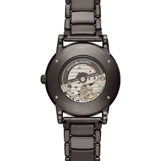 Emporio Armani Men’s Automatic Grey Stainless Steel Black Dial 43mm Watch AR60010