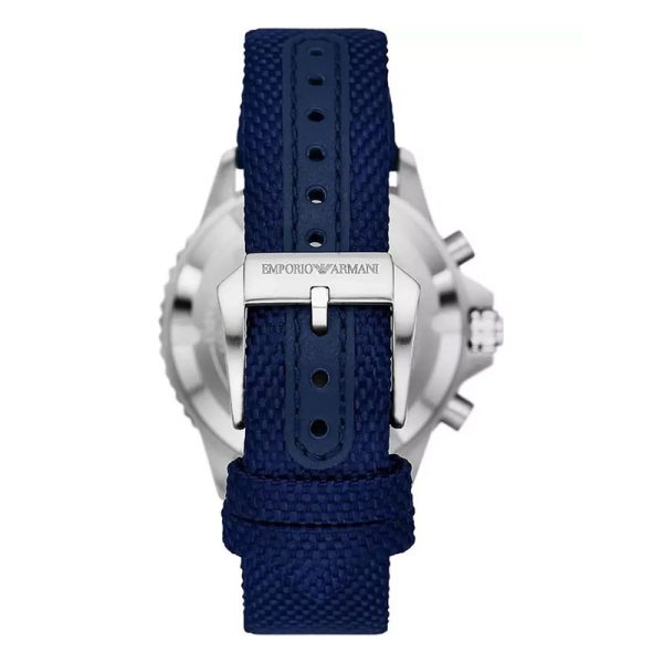 Emporio Armani Men’s Quartz Blue Nylon & Leather Strap Blue Dial 43mm Watch AR11588