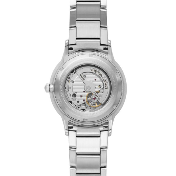 Emporio Armani Men’s Automatic Silver Stainless Steel Black Dial 43mm Watch AR60055