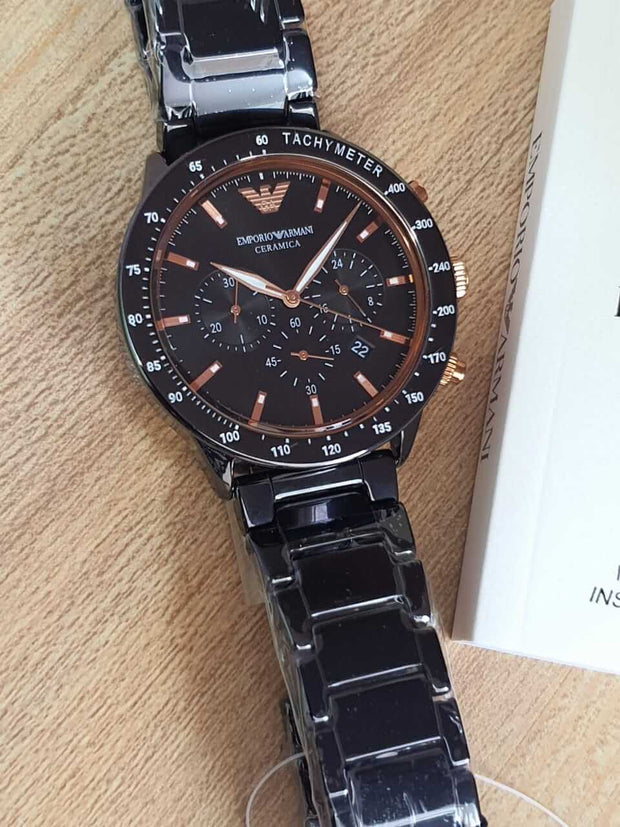 Emporio Armani Men’s Quartz Black Ceramic Black Dial 43mm Watch AR70002